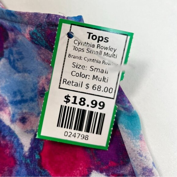 Cynthia Rowley Sleeveless Multi-Color Lightweight Printed Blouse S - Picture 6 of 6